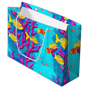 Tropical Fish Seamless Pattern Large Gift Bag
