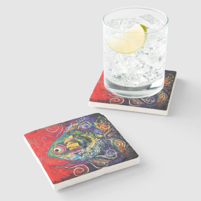 Tropical Fish Stone Coaster (Side)