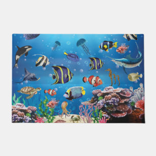 Tropical Fish swimming Seabed Doormat