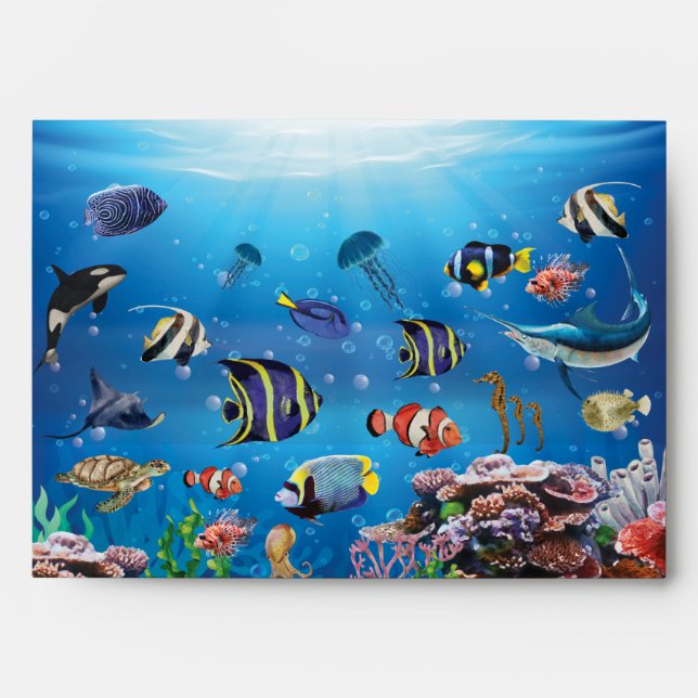 Tropical Fish swimming Seabed Envelope (Front)