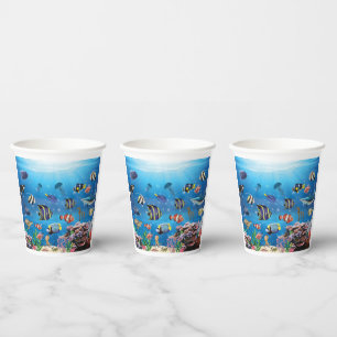 Tropical Fish swimming Seabed Paper Cups