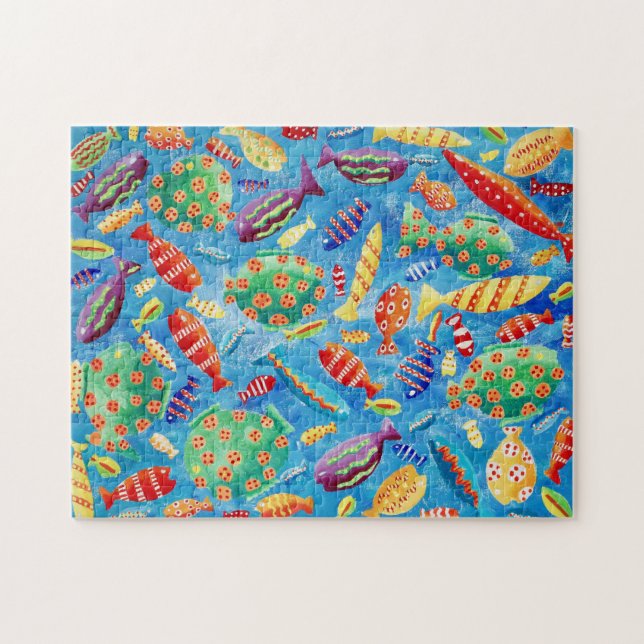 Tropical Fish Underwater Sea Life Painting Jigsaw Puzzle (Horizontal)