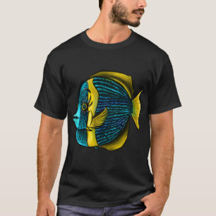 Tropical Fish With Eyelashes In Blue Yellow T-Shirt