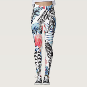 Tropical Flair: Flamingo Zebra Paradise Leggings