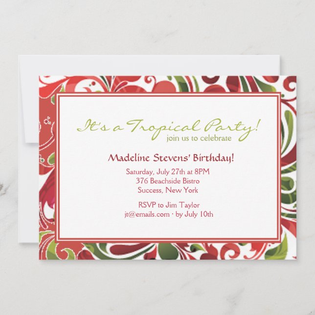 Tropical Flair Invitation (Front)