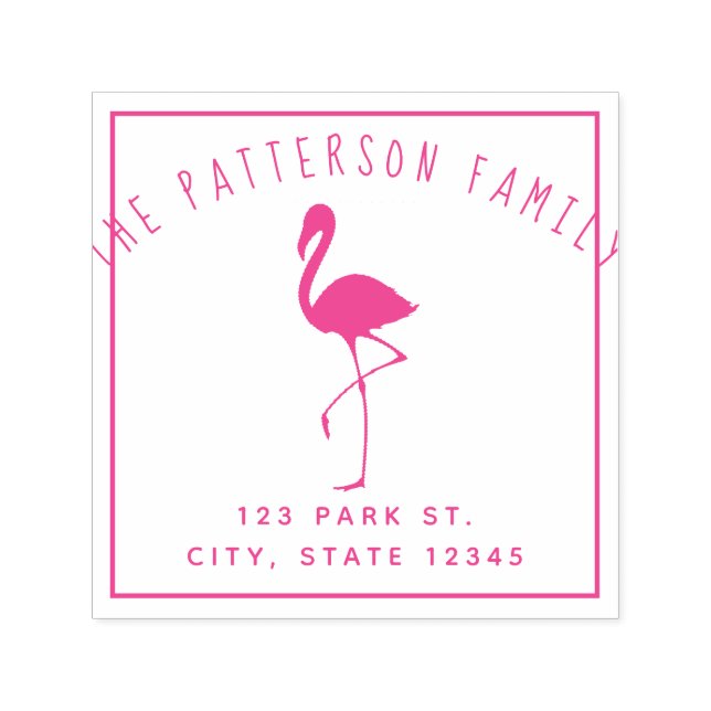 Tropical Flamingo Address Self-inking Stamp (Design)
