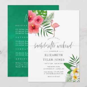 Tropical Flamingo Aloha Luau Bachelorette Weekend Invitation