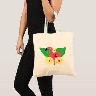 Tropical Flamingo and Flowers Tote Bag