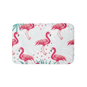 Tropical flamingo and leaves, summer pattern. bath mat