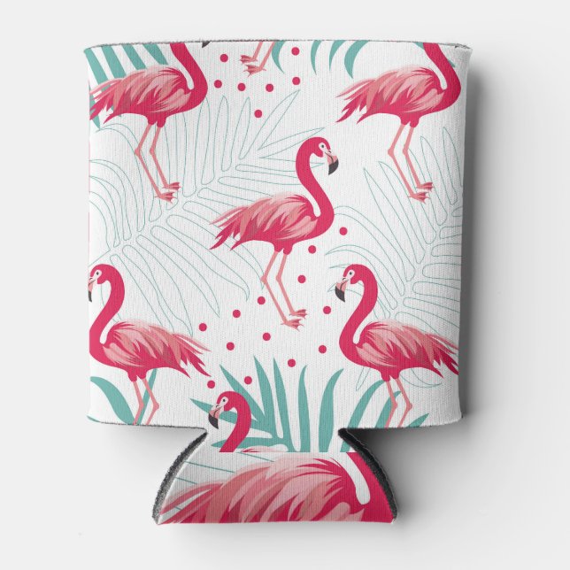 Tropical flamingo and leaves, summer pattern. can cooler (Front)