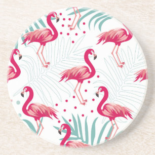 Tropical flamingo and leaves, summer pattern. coaster