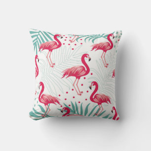 Tropical flamingo and leaves, summer pattern. cushion