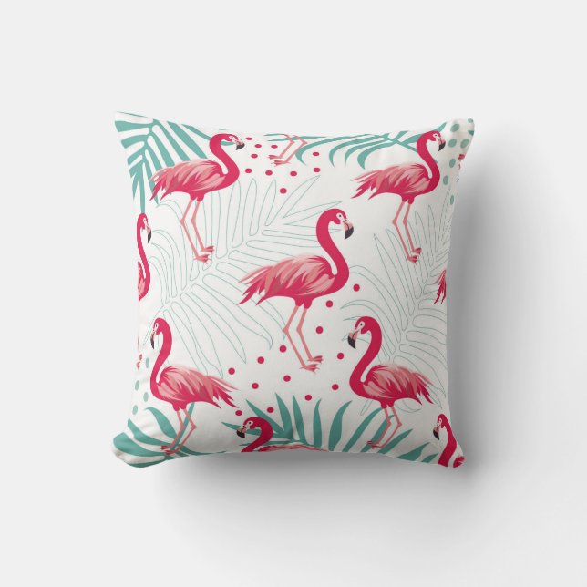 Tropical flamingo and leaves, summer pattern. cushion (Front)