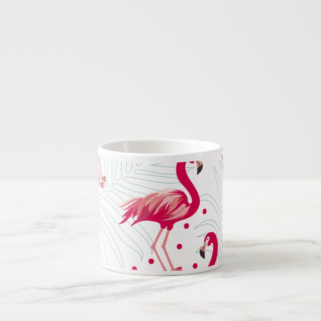 Tropical flamingo and leaves, summer pattern. espresso cup (Front)