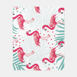 Tropical flamingo and leaves, summer pattern. fleece blanket