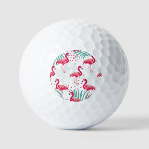 Tropical flamingo and leaves, summer pattern. golf balls