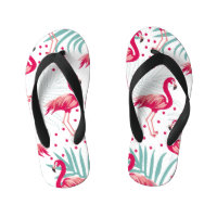 Tropical flamingo and leaves, summer pattern.