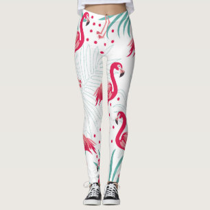 Tropical flamingo and leaves, summer pattern. leggings