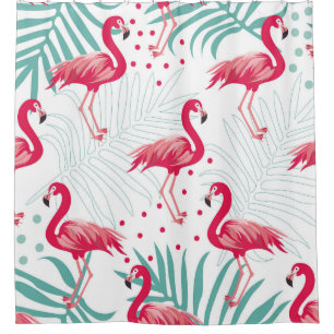 Tropical flamingo and leaves, summer pattern. shower curtain