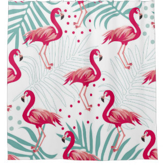 Tropical flamingo and leaves, summer pattern. shower curtain