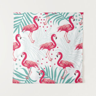 Tropical flamingo and leaves, summer pattern. tapestry