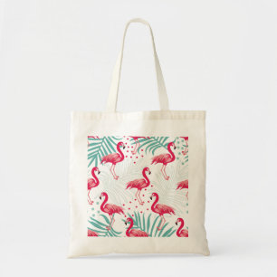 Tropical flamingo and leaves, summer pattern. tote bag