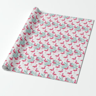 Tropical flamingo and leaves, summer pattern. wrapping paper