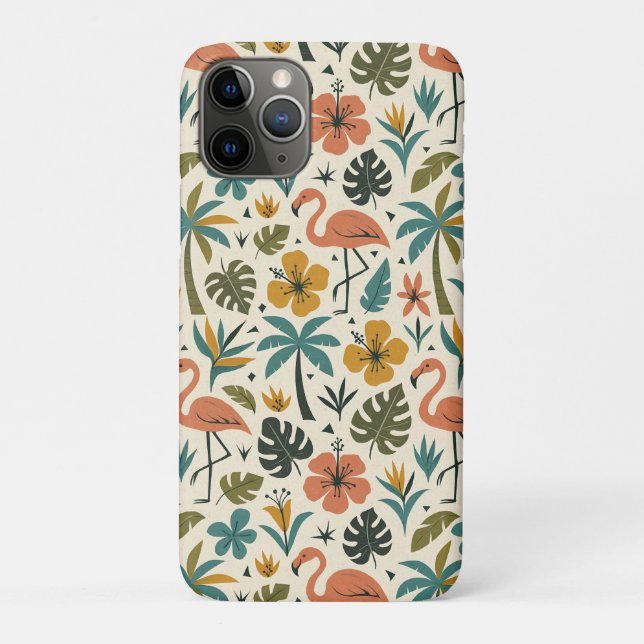 Tropical Flamingo and Palm Tree Pattern Case-Mate iPhone Case (Back)