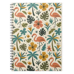 Tropical Flamingo and Palm Tree Pattern Notebook