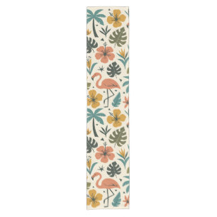 Tropical Flamingo and Palm Tree Pattern Short Table Runner