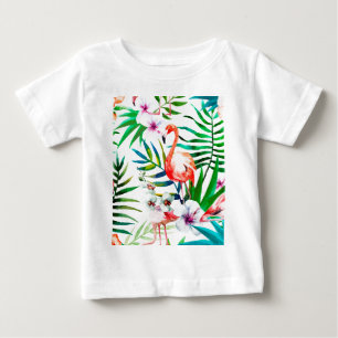 Tropical flamingo art baby T-Shirt
