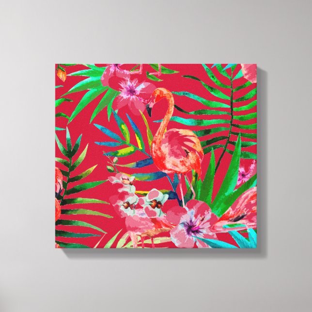 Tropical flamingo art canvas print (Front)