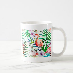 Tropical flamingo art coffee mug