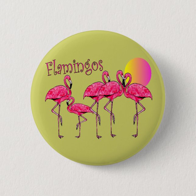 Tropical Flamingo Art Gifts 6 Cm Round Badge (Front)