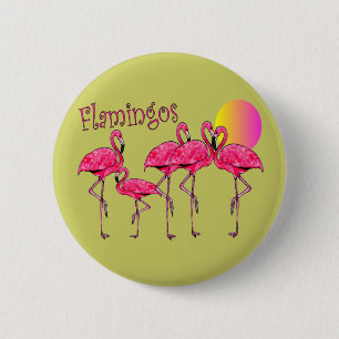 Tropical Flamingo Art Gifts 6 Cm Round Badge