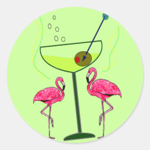Tropical Flamingo Art Gifts Classic Round Sticker