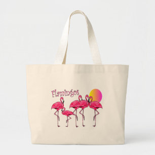 Tropical Flamingo Art Gifts Large Tote Bag
