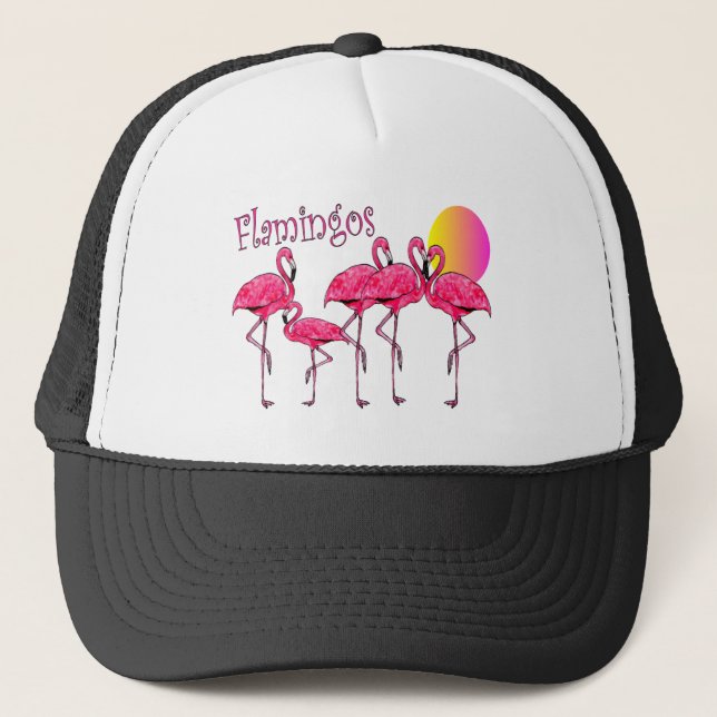 Tropical Flamingo Art Gifts Trucker Hat (Front)