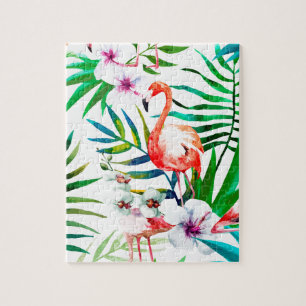 Tropical flamingo art jigsaw puzzle