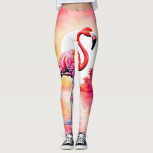 Tropical Flamingo Art Leggings
