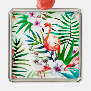 Tropical flamingo art metal tree decoration
