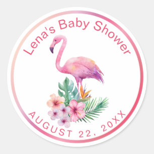 Tropical Flamingo Baby Shower Favour Sticker
