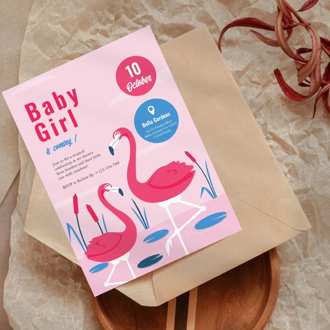 Tropical Flamingo Baby Shower Invitation (Creator Uploaded)