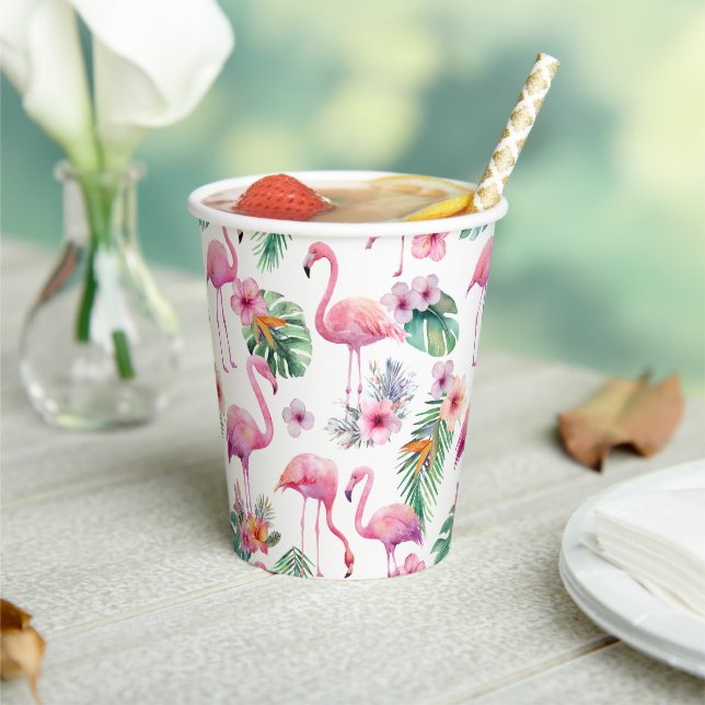 Tropical Flamingo Baby Shower Paper Cups (Insitu)