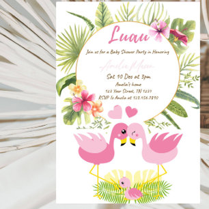 Tropical Flamingo Baby Shower Party Invitation