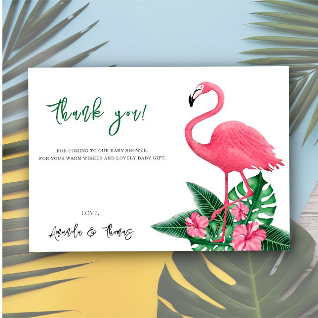 Tropical Flamingo Baby Shower - thank you Card (Creator Uploaded)