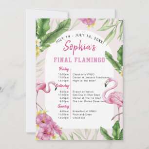 Tropical Flamingo Bachelorette Itinerary Invitatio Invitation
