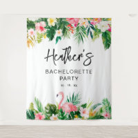 Tropical Flamingo Bachelorette Party Backdrop