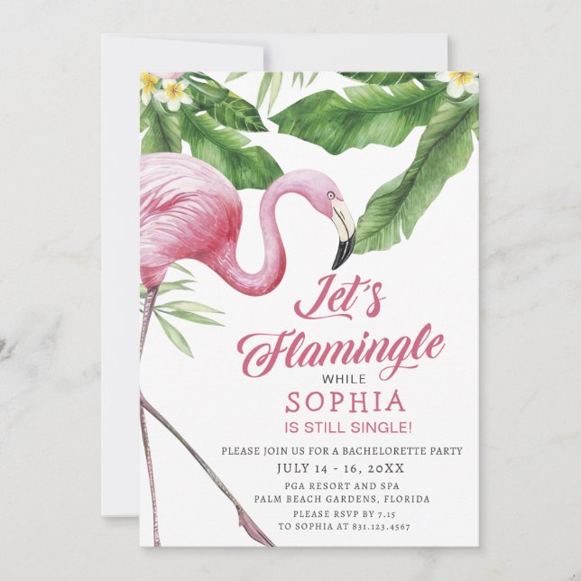 Tropical Flamingo Bachelorette Party Invitation (Front)