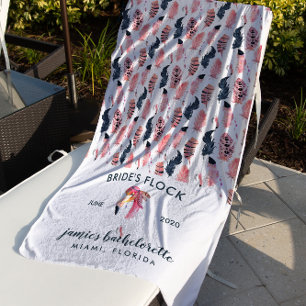 Tropical Flamingo Bachelorette Weekend Beach Towel
